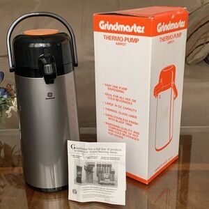 Grindmaster Thermo-Pump Airpot 74oz Large Hot Cold Drink Thermal Glass Lined New